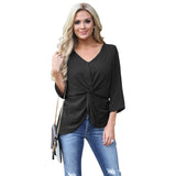 New loose head V-neck cropped sleeves chic t-shirt