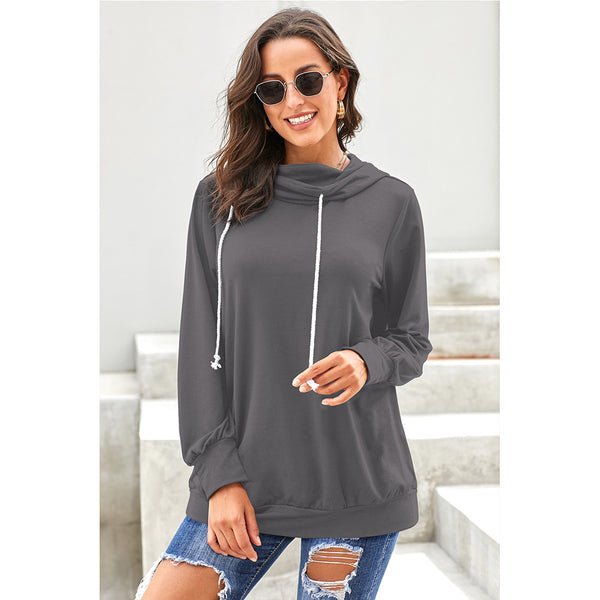 New women's sweater women's wild solid color loose head long sleeve large size hoodie