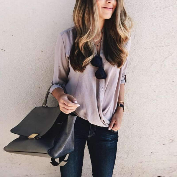 Casual V neck Long sleeve T-Shirts