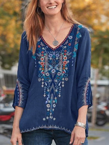 Women Long Sleeve Embroidered New Style Blouse