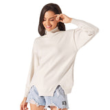 Solid Knitted Long Sleeve Turtleneck Sweater