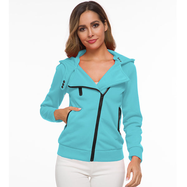 Women Casual Zipper Long Sleeve Warm Jacket 