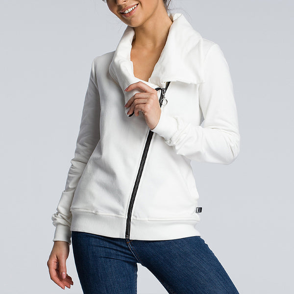 New Fashion Solid Long Sleeve Pullover Zipper Coat