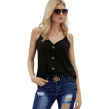 Women Sexy V-neck Solid Sleeveless Casual Blouse Tops
