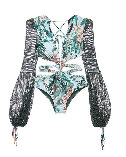 Floral Tie Back One-Piece Swimsuit