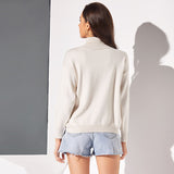 Solid Knitted Long Sleeve Turtleneck Sweater