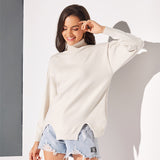 Solid Knitted Long Sleeve Turtleneck Sweater