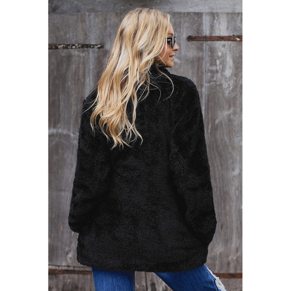 Women Long Sleeve Fluffy Warm Coat