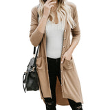 Women Casual Knitted Button Solid Cardigan 