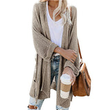 Solid Color Long Sleeve Side Split Knitted Cardigan Sweater