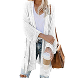 Solid Color Long Sleeve Side Split Knitted Cardigan Sweater