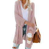 Solid Color Long Sleeve Side Split Knitted Cardigan Sweater