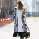 Women Fashion Tassel Loose Knitted Warm Sweater