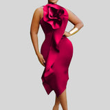 Women Fashion Sexy Irregular Solid Color Bodycon Dresses