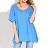 Solid Color Irregular Hem Loose Blouse