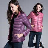 New double-sided short section slim and light section two-sided wearing collar down jacket