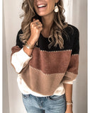Fashion Patchwork O-neck Warm Knitted Sweaters 