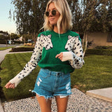 Pullover O-neck Print Knitted Sweater