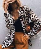 Fashion Loose Leopard print Long sleeve Lapel Blazer