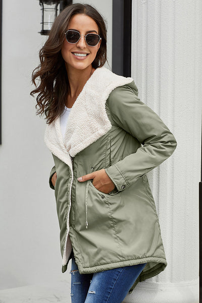 Women Solid Wool Cotton-padded Coats Outwear