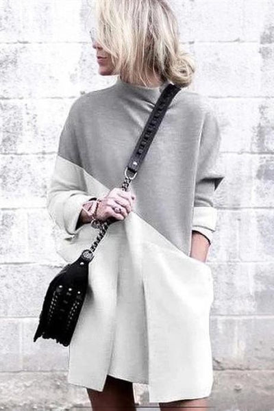 WanaDress Grey Daytime Long Sleeve Knitted Solid Fall Dress
