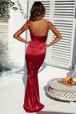 Solid High Waist Suede Spaghetti Strap Fishtail Maxi Dress