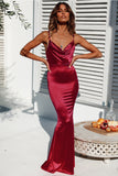 Solid High Waist Suede Spaghetti Strap Fishtail Maxi Dress