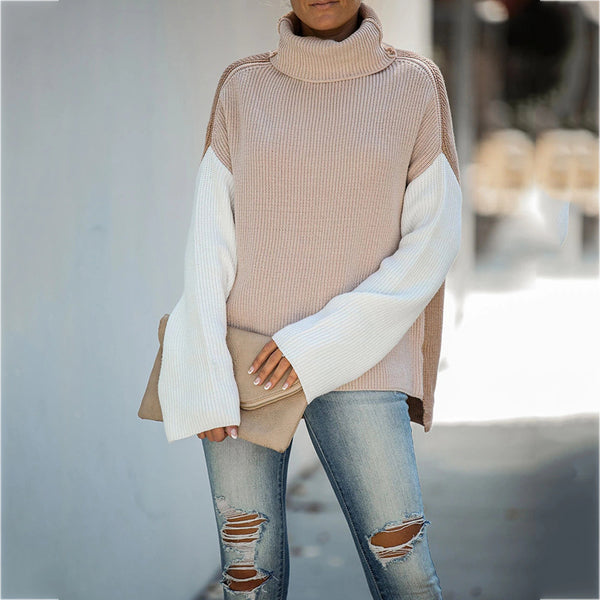 Turtleneck Long Sleeve Knit Oversized Pullover Soft Sweater