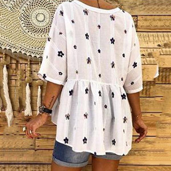 Loose Casual V Neck Blouse