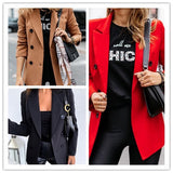 Women Slim Fit Double-Breasted Coats