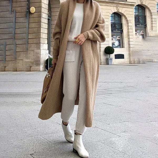 Women Plus Size Long Cardigan Solid Hooded Sweater