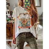 Casual Round Neck Cartoon Printed Blouse