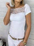 Fashion Lace Pure Short sleeve T-Shirts