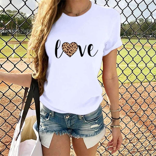 Fashion Word print Short sleeve Round neck T-Shirts