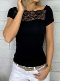 Fashion Lace Pure Short sleeve T-Shirts