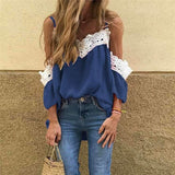 Fashion Vest Off shoulder Lace Long sleeve T-Shirts