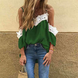 Fashion Vest Off shoulder Lace Long sleeve T-Shirts