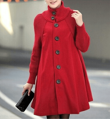 Solid Color Woolen Warm Windbreaker Jacket For Women