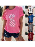 Summer Pineapple Printed Women Short Sleeve T-shirts
