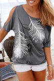 Fashion Casual Print Split Joint O Neck T-Shirts