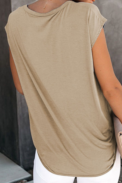 Casual Solid Ripped O Neck T-Shirts