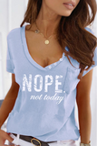 Casual Letter Pocket Buttons V Neck T-Shirts