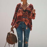 Bohemian V Neck Long Sleeve Blouse