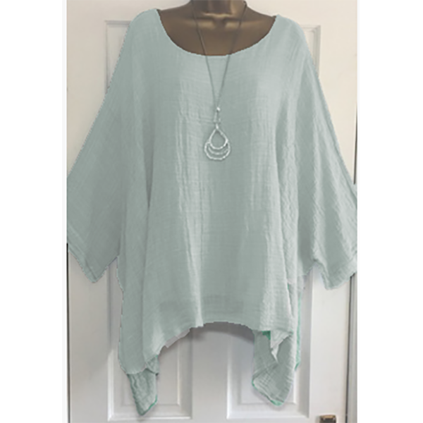 Bat Sleeve Solid Color Blouse