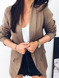 Plain Lapel Autumn Office Lady Chic Woman Blazer