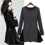 Fashion wild big-length long-sleeved T-shirt two-piece suit