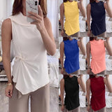 Casual Solid Color Sleeveless Blouse