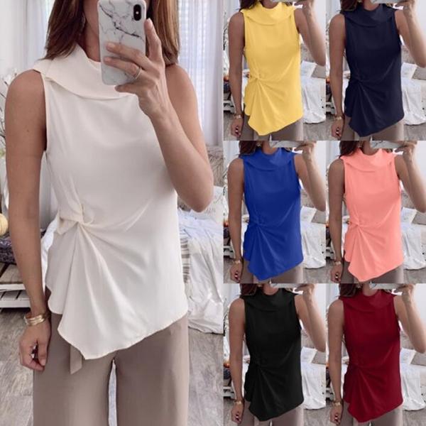 Casual Solid Color Sleeveless Blouse