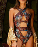 Snake Print One-Piece Swimsuit