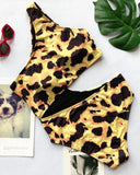 Leopard One Shoulder Cut Out Swimsuit